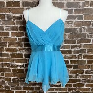 Spenser Jeremy Silk Light Blue Blouse Lined String Top Size M Side Zip